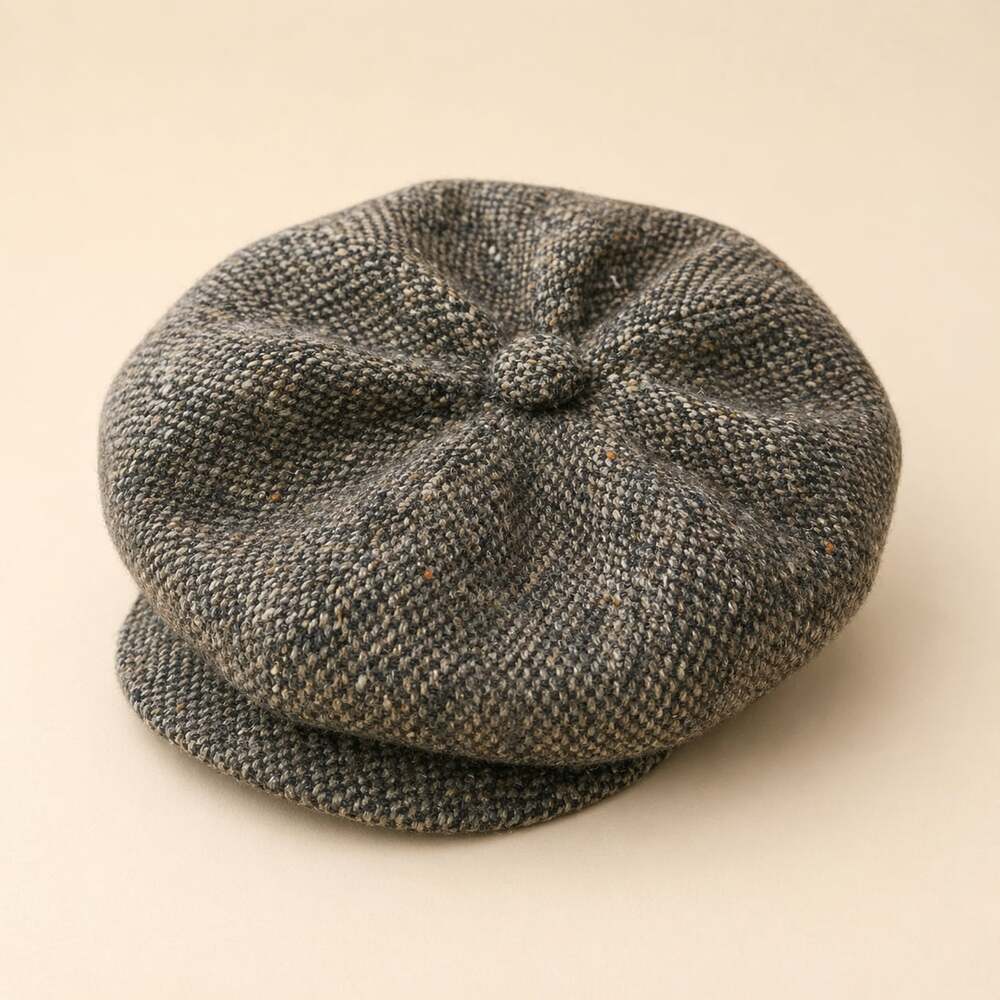 Shetland Wool Newsboy Cap Beret XL Made in Italy Tweed Vintage